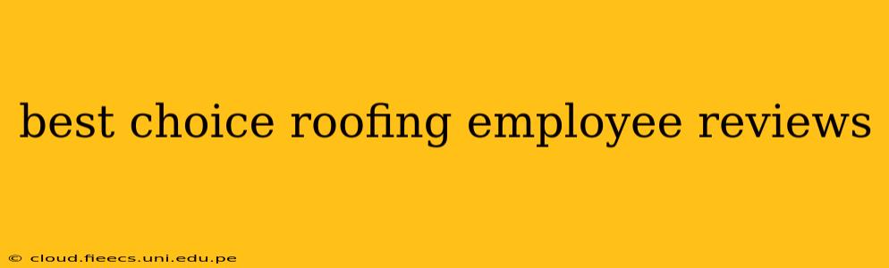 best choice roofing employee reviews