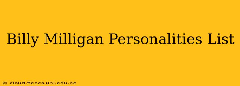Billy Milligan Personalities List