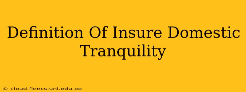 Definition Of Insure Domestic Tranquility