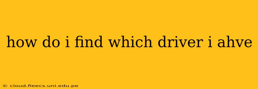 how do i find which driver i ahve