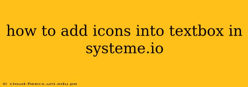 how to add icons into textbox in systeme.io