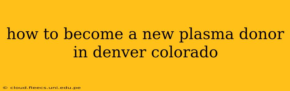 how to become a new plasma donor in denver colorado