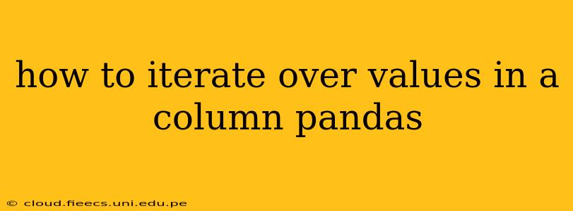 how to iterate over values in a column pandas