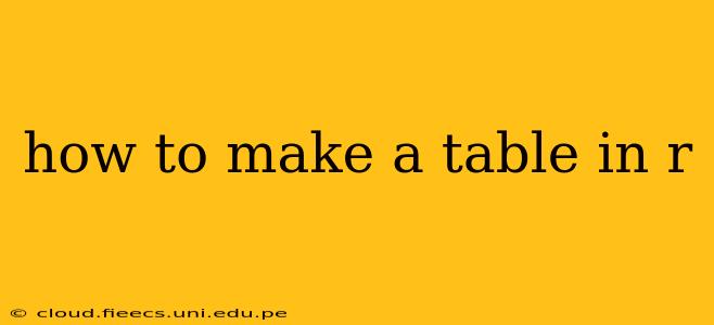 how to make a table in r