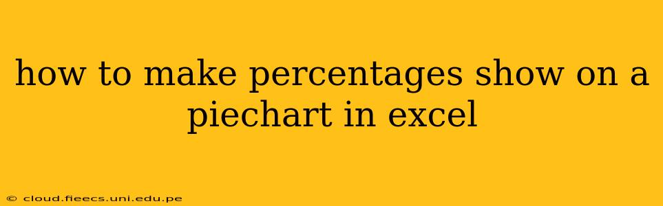 how to make percentages show on a piechart in excel