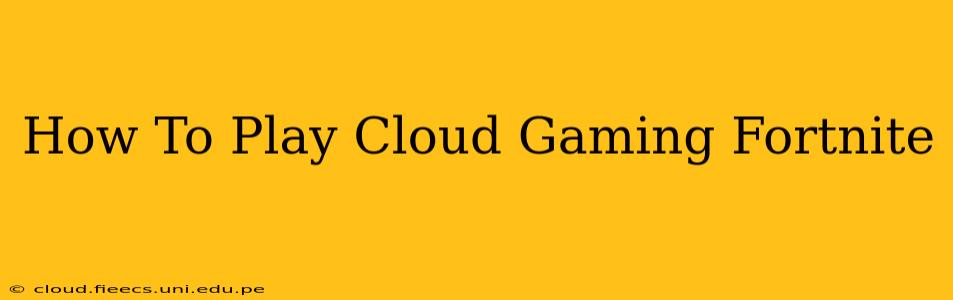 How To Play Cloud Gaming Fortnite