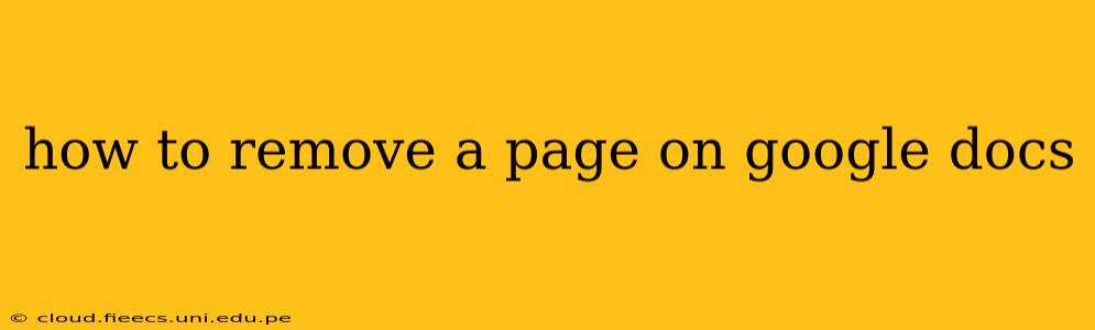 how to remove a page on google docs
