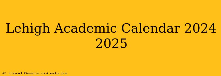 Lehigh Academic Calendar 2024 2025