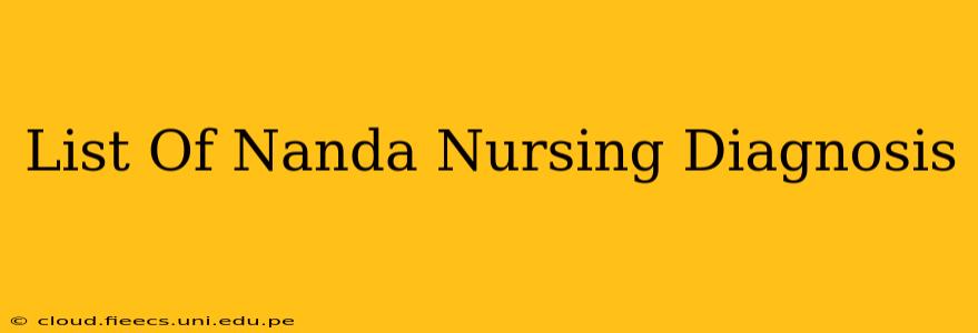 List Of Nanda Nursing Diagnosis