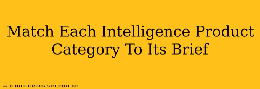 Match Each Intelligence Product Category To Its Brief