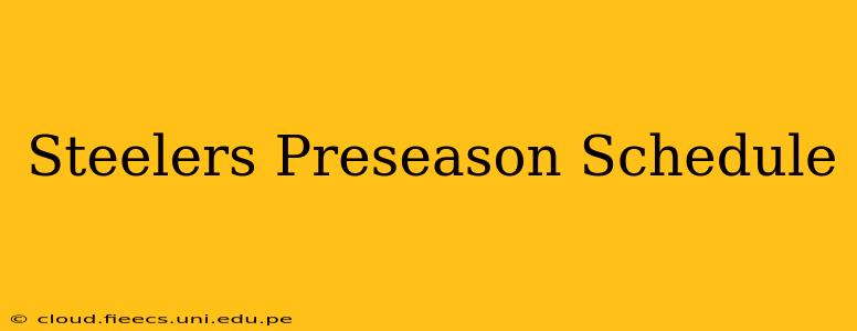Steelers Preseason Schedule