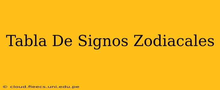 Tabla De Signos Zodiacales