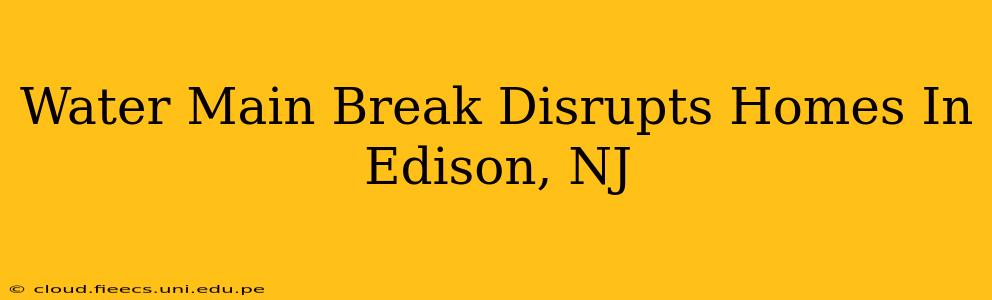 Water Main Break Disrupts Homes In Edison, NJ