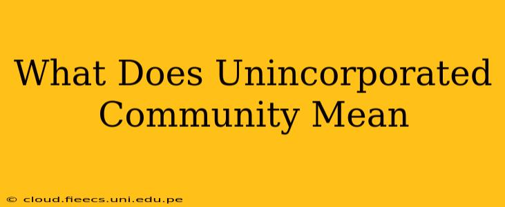 What Does Unincorporated Community Mean