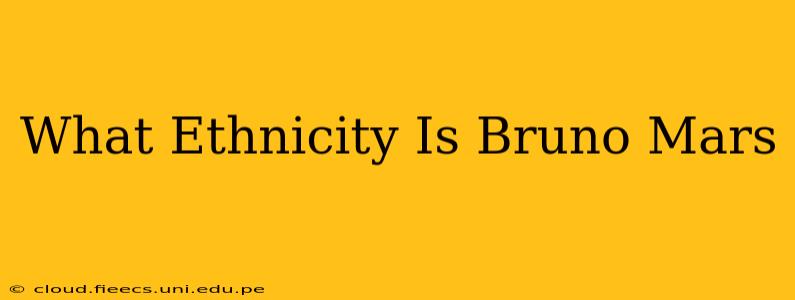 What Ethnicity Is Bruno Mars