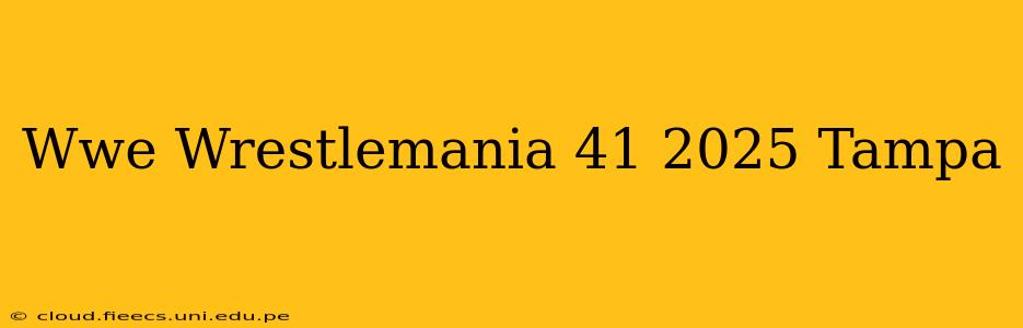 Wwe Wrestlemania 41 2025 Tampa